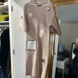 Tibi macrame dress with button closure
